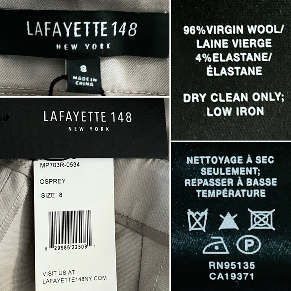 Virgin Wool Blend Lafayette 148 New York Osprey Trousers 8 - Picture 4 of 9